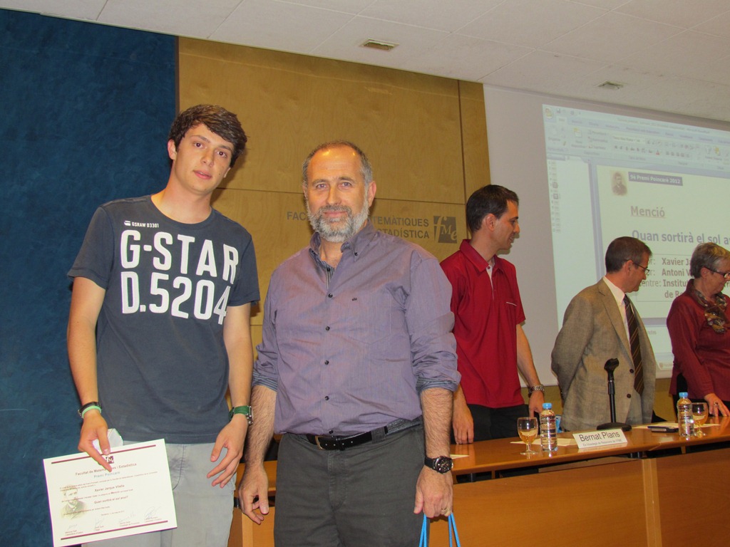 Menció: Xavier Jarque i el tutor Antoni Vila de l'Institut Gabril Ferrater i Soler de Reus