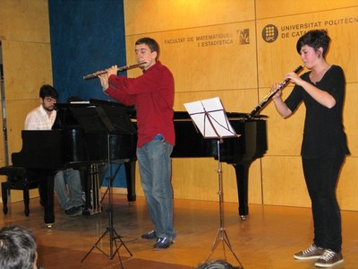 Eduard Almacelles (piano), Aina Cuixart (oboè) i Xavier Ramos (flauta)