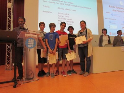 Categoria 1r i 2n ESO, menció a Aula Escola Europea de Barcelona