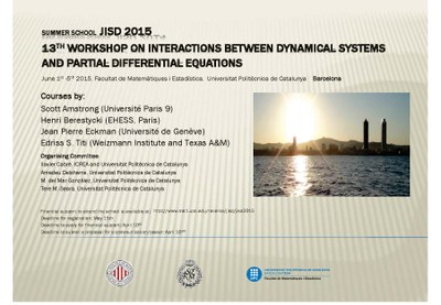 13es Jornades d'Interacció entre Sistemes Dinàmics i Equacions Derivades Parcials (JISD 2015) a l'FME