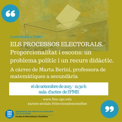 La conferència 'Els processos electorals. Proporcionalitat i escons: un problema polític i un recurs didàctic' al YouTube de l'FME