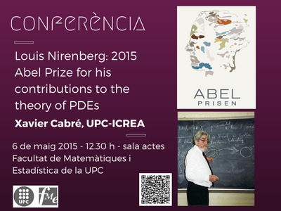 Conferència del professor Xavier Cabré:  Louis Nirenberg, 2015 Abel Prize for his contributions to the theory of PDEs