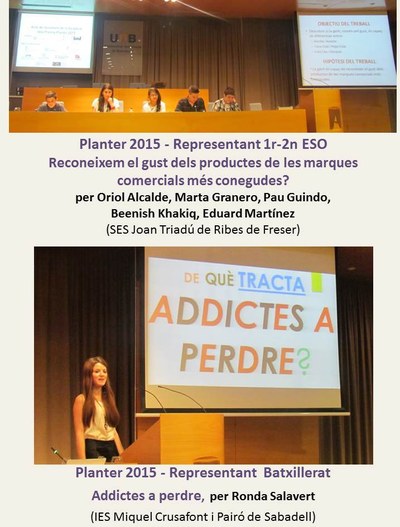Els guanyadors del concurs de treballs d'estadística "Planter 2015" participen a la Fase Nacional representant Catalunya