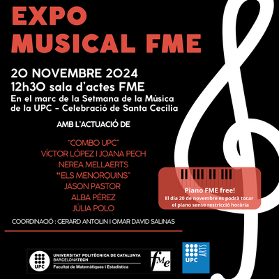 ExpoMusical FME - Especial Santa Cecília: 20 de novembre 2024 12h30 sala d'actes FME