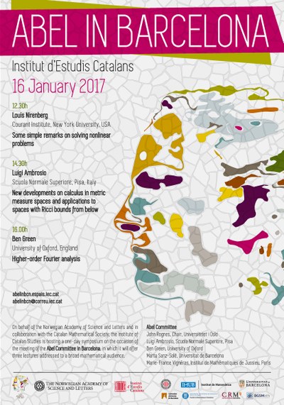 Jornada científica "Abel in Barcelona" el proper 16 de gener de 2017