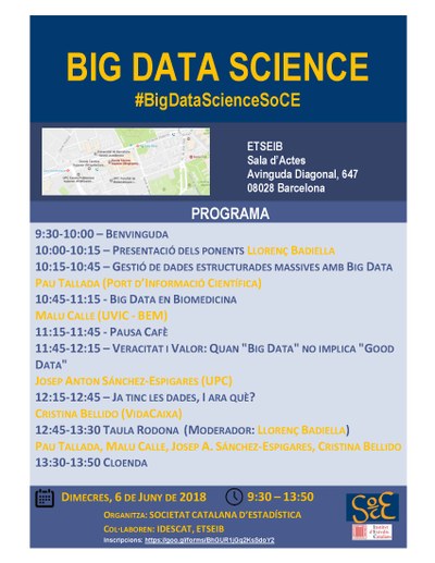 Jornada sobre Big Data Science organitzada per la Societat Catalana d'Estadística