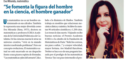 La professora Eva Miranda (Dept. de Matemàtiques UPC i ICREA Academia), citada com a una de les 7 dones de ciència destacades a l'estat Espanyol