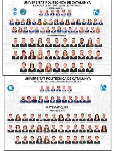 Les orles de les promocions 2016 de Matemàtiques i Estadística a punt per a emmarcar