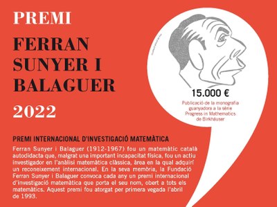 Premi internacional d'investigació matemàtica Ferran Sunyer i Balaguer 2022