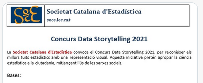 Torna el concurs Data Story Telling 2021 organitzat per la Societat Catalana d'Estadística